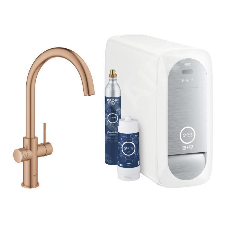 Grohe Blue Home - Mitigeur d'évier avec unité réfrigérante et filtration, Warm Sunset brossé 31455DL1