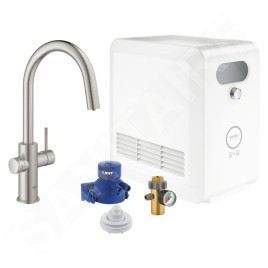 Grohe Blue Professional - Mitigeur d’évier avec unité réfrigérante et filtration, douchette extractible, supersteel 31325DC2