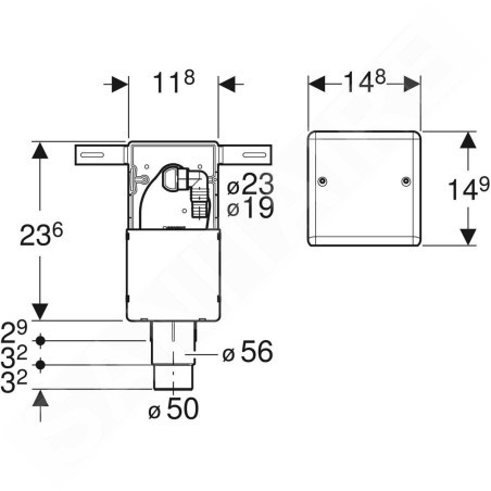 Geberit Accessoires - Kit de siphon à encastrer pour appareils, avec un raccord, boîtier à encastrer et plaque de fermeture