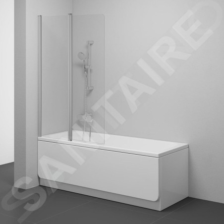 Ravak Chrome - Paroi de baignoire en deux parties CVS2, 990x1500 mm, gauche, satiné/verre transparent 7QLA0U00Z1