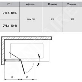 Ravak Chrome - Paroi de baignoire CVS2, gauche, 990x1500 mm, aluminium brillant/verre transparent 7QLA0C00Z1