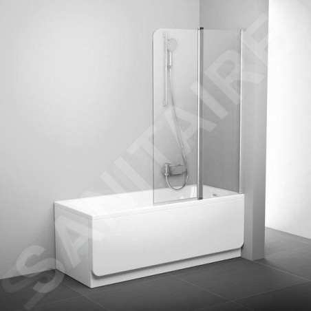 Ravak Chrome - Paroi de baignoire en deux parties CVS2-100 R, 990x1500 mm, droite, aluminium brillant/verre transparent