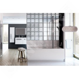 Ravak Chrome - Paroi de baignoire en deux parties CVS2-100 R, 990x1500 mm, droite, aluminium brillant/verre transparent