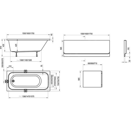 Ravak Chrome - Baignoire 1500x700 mm, blanc C721000000