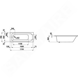 Laufen Solutions - Baignoire 1700x700 mm, blanc H2225000000001