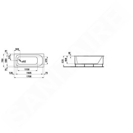 Laufen Solutions - Baignoire avec support, 1700x750 mm, blanc H2235010000001