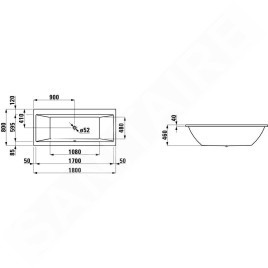Laufen Pro - Baignoire 1800x800 mm, blanc H2329500000001