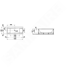 Laufen Pro - Baignoire avec support et panneau frontal gauche, 1800x800 mm, blanc H2329550000001