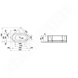 Laufen Solutions - Baignoire avec support, 1900x900 mm, blanc H2255210000001