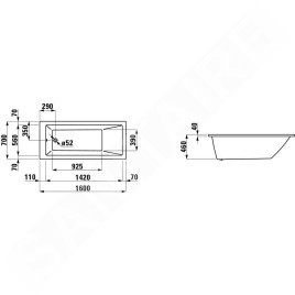 Laufen Pro - Baignoire encastrable 1600x700 mm, blanc H2339500000001