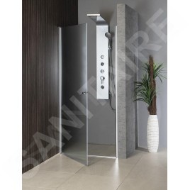 Aqualine Cabines de douche - Porte de douche Pilot, 700 mm, aluminium brillant/verre Brick PT070