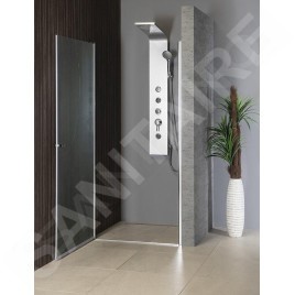 Aqualine Cabines de douche - Porte de douche Pilot, 700 mm, aluminium brillant/verre Brick PT070