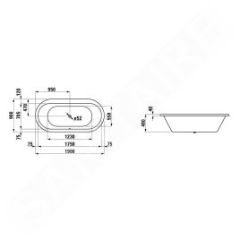 Laufen Solutions - Baignoire 1900x900 mm, blanc H2255100000001