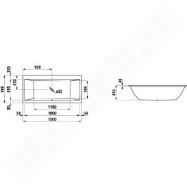 Laufen Pro - Baignoire 1900x900 mm, blanc H2349500000001