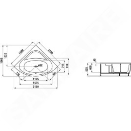 Laufen Solutions - Baignoire avec support, 1500x1500 mm, blanc H2445010000001