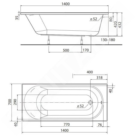 Kolo Opal Plus - Baignoire 1400x700 mm, blanc XWP1240000