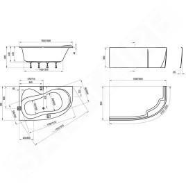Ravak Rosa 95 - Baignoire d'angle, 1500x950 mm, gauche, blanc C551000000