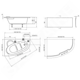Ravak Asymmetric - Baignoire d'angle 1500x1000 mm, droite, blanche C451000000