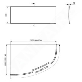 Ravak Panneaux de bain - Panneau frontal pour baignoire Asymmetric 1700 mm, gauche, blanc CZ48100000