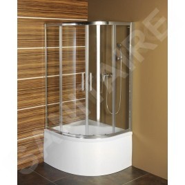 Polysan Selma - Cabine de douche quart de cercle, 900 x 900 mm, aluminium poli/verre clair MD2516