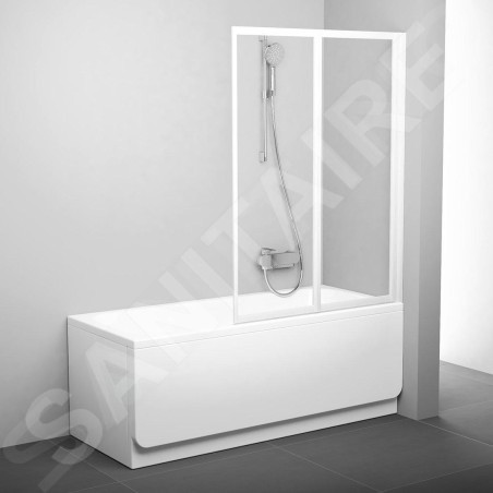 Ravak Supernova - Pare-bain pliant en deux parties VS2 105, 1045x1400 mm, blanc/verre transparent 796M0100Z1