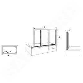 Ravak Supernova - Pare-bain pliant en trois parties VS3 115, 1146x1400 mm, satiné/Rain 795S0U0041