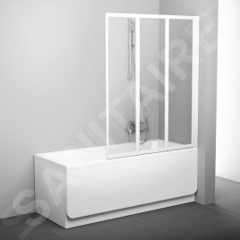 Ravak Supernova - Paroi de baignoire pliante en trois parties VS3 115, 1146x1400 mm, blanc/verre transparent 795S0100Z1