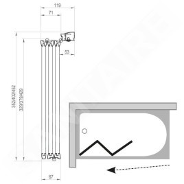 Ravak Supernova - Pare-bain pliant en trois parties VS3 100, 996x1400 mm, blanc/verre transparent 795P0100Z1