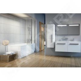Ravak Chrome - Paroi de baignoire CVS2 en deux parties, gauche, 990x1500 mm, blanc/verre transparent 7QLA0100Z1