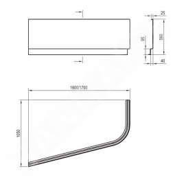 Ravak Chrome - Panneau frontal 1600x1050 mm, gauche, blanc CZA5100A00