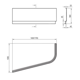 Ravak Chrome - Panneau frontal 1600x1050 mm, droit, blanc CZA6100A00