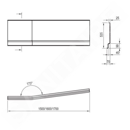 Ravak Panneaux de bain - Face avant BeHappy II, 1700 mm, gauche, blanc CZ94100A00