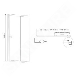 Aqualine Cabines de douche - Porte de douche coulissante 1100 mm, verre dépoli BTS110