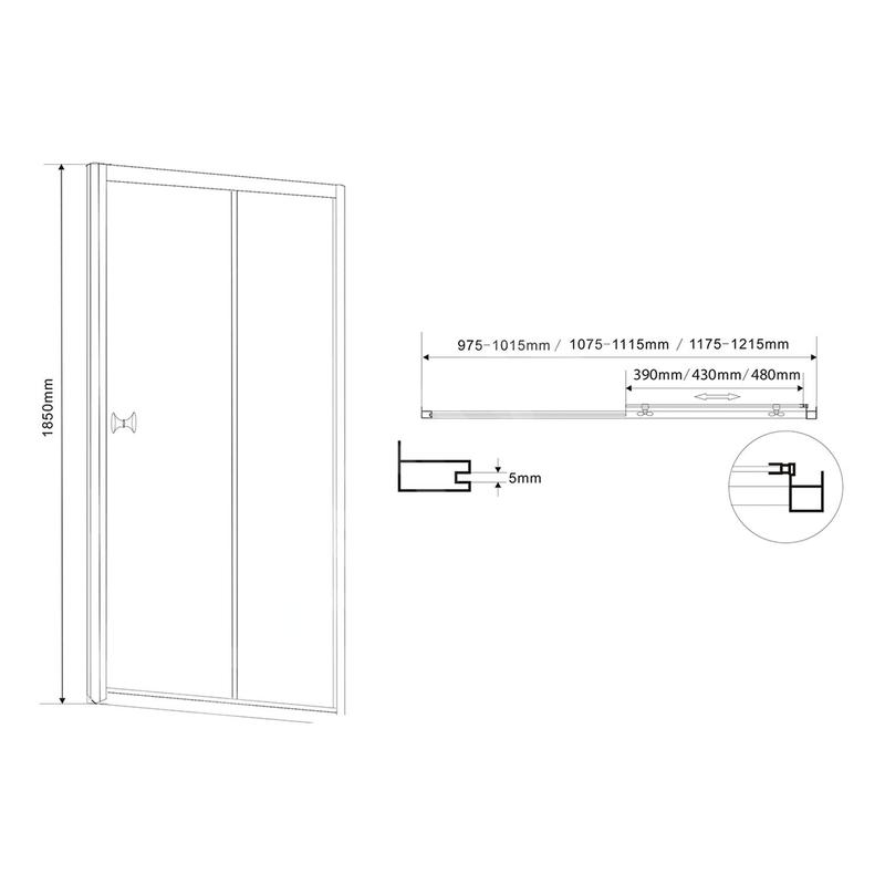 Aqualine Cabines de douche - Porte de douche coulissante 1100 mm, verre dépoli BTS110