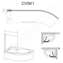 Ravak Chrome - Paroi de baignoire monobloc CVSK1 Rosa, droite, 1000x1500 mm, satiné/verre transparent 7QRS0U00Y1