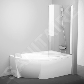 Ravak Chrome - Paroi de baignoire monobloc CVSK1 Rosa, droite, 1000x1500 mm, blanc/verre transparent 7QRS0100Y1