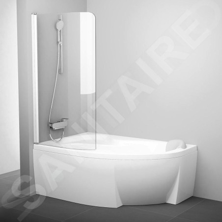 Ravak Chrome - Paroi de baignoire monobloc CVSK1 Rosa, gauche, 850x1500 mm, blanc/verre transparent 7QLM0100Y1