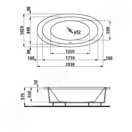 Laufen Il Bagno Alessi One - Baignoire encastrée 2030x1020 mm, blanc H2439700000001