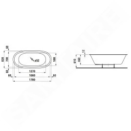 Laufen Il Bagno Alessi One - Baignoire encastrée 1780x820 mm, avec éclairage LED et capteur, blanc H2459710006151