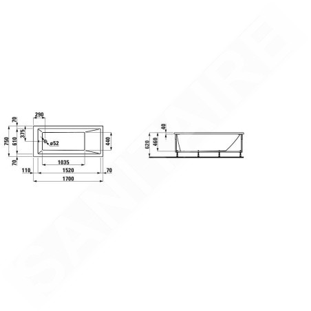 Laufen Pro - Baignoire d’angle 1700x750 mm avec système d'hydromassage et capteur, blanc H2319550006351
