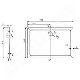 Aqualine Receveurs - Receveur de douche TECMI 1200x800x30 mm, blanc PQ12080