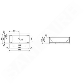 Laufen Pro - Baignoire d'angle 1900x900 mm, avec système de massage, éclairage LED et capteur, blanc H2349550006751