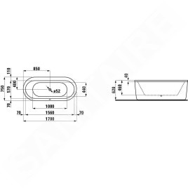 Laufen Solutions - Baignoire 1700x750 mm, blanc H2225120000001