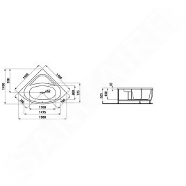 Laufen Solutions - Baignoire d'angle avec support, 1400x1400 mm, blanc H2425070000001