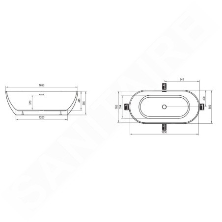 Ravak Freedom O - Baignoire autoportante 1690x800 mm, blanche XC00100020