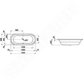 Laufen Thallium - Baignoire en acier 1800x800 mm, blanc H2250800000401