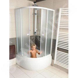 Aqualine Cabines de douche - Cabine de douche Arlen 800x800 mm, blanc/verre BRICK BTR803