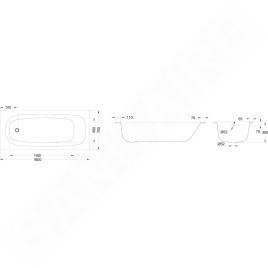 Jika Tanza - Baignoire 1600x700 mm, blanc H2251900000001