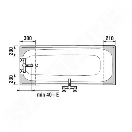 Jika Riga - Baignoire 1700x700x375 mm, blanc H2340700000001