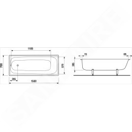 Jika Riga - Baignoire 1500x700x390 mm, blanc H2340500000001